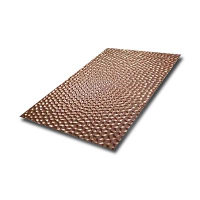 China Grade 201 304 316 PVD Rose Gold Color Hammered Metal Sheet Stainless Steel Table for sale