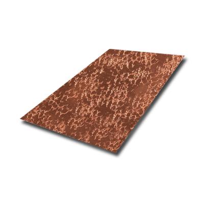 China 304 316 Vermelho Antigo Cobre Finish Chapa de aço inoxidável Com padrão de espinha de arenque Textura chapas de metal marteladas à venda