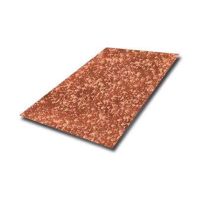 China Handcrafted 304 316 Hammered Stainless Steel Sheet with Straw Pattern and Red Antique Copper Finish for sale