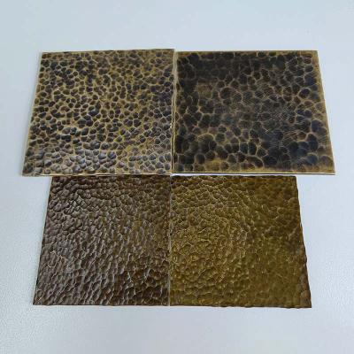 China SS Steel Sheet 304 316 Antique Copper Plate Surface Hammered Textured Decorative Stainless Steel Sheets for sale