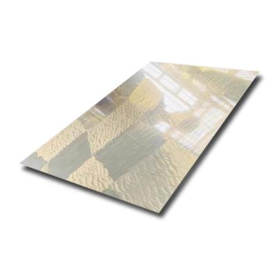 China Higt grade 304 laser etching stainless steel sheet PVD gold color with square pattern stainless steel 3d texture à venda