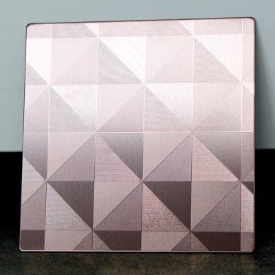 China 201 304 Pvd Color Textured Sheet Metal With Jigsaw Triangle Texture Stainless Steel for sale