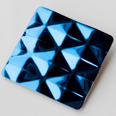 中国 201 304 316 4x8 Mirror Finish Big Diamond Plate PVD Blue Stainless Steel Sheet 販売のため