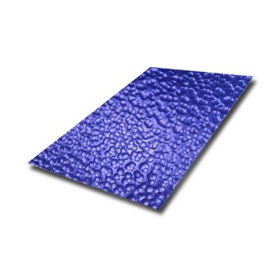 China Decorative Metal Sheet 316 Corrugated Hammer Finish Sapphire Blue Stainless Steel Sheet for sale