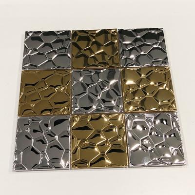 China 48mmx48mm Metal Mosaic Tile 304 Double Color Mirror Stamped Mosaic Stainless Steel Tiles zu verkaufen