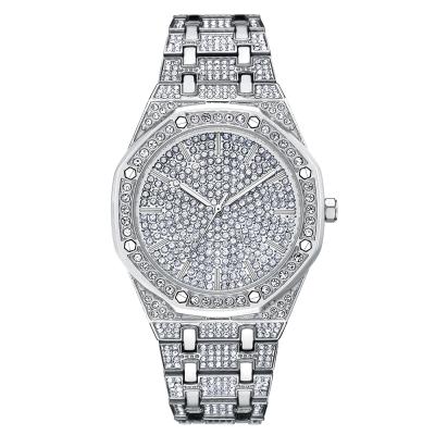 China Non-Specific Diamond Mens Watches Top Brand Luxury Blingbling Silver Iced Out Male Calendar Quartz Watch Unique Gift For Men for sale