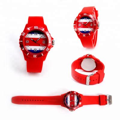 China Different Colors Silicon Wrist Watch Day / Date One Dollar Watches for sale