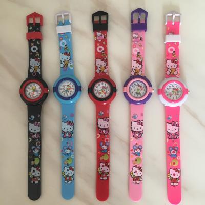 China Popular Classic Stain Quartz Watch Girls KT Cat Girls Cartoon Chronograph Children's Watch for sale