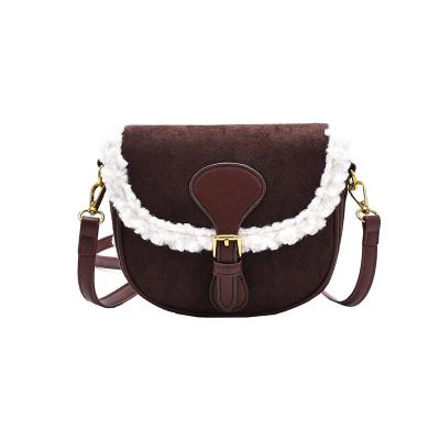 China Fashion New Arrival Warm Sale Winter Fur Decoration Shoulder Bag Body Sherpa Cross Bag For Women for sale