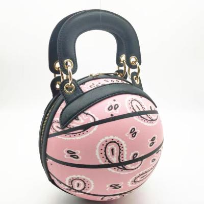 China Large Size Fashion New Arrival Printed Designer Basketball Shoulder Ladies Shoulder Bag Round Purses and Purses for sale