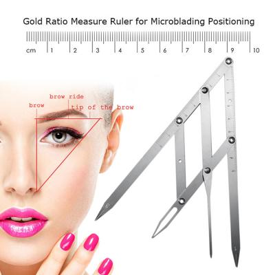 China Easy Grooming Gold Permanent Stencil Ratio Ruler Symmetrical Tattoo Eyebrow Shaper Tool for sale