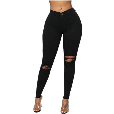 China Amazon Sustainable High Waist Plus Size Skinny Black Jeans Women Ripped for sale