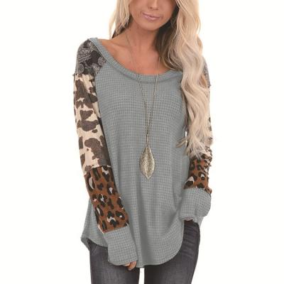 China Women's Breathable Color Block Leopard Raglan Sleeve T-Shirt Tops In 2020 Spring Summer for sale