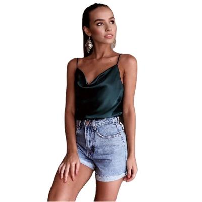 China Anti Shrink Strap Satin Women Camisole Fitted Tank Tops for sale