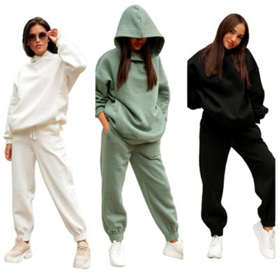 China 2021 Casual Pullover White Hoodie Breathable Custom Women Sweatsuit Set Tracksuit for sale