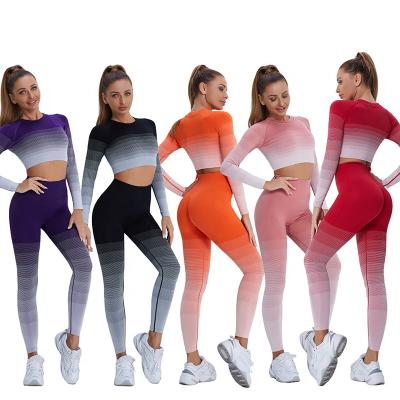 China Newest Link 2022 Breathable Dye Long Sleeve Workout Fitness Yoga Wear Sets Women for sale