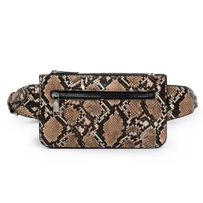 China Water Proof Women Snakeskin Print Belt Bag Pattern Waist Pack PU Leather Fanny Pack Small Leather Fanny Pack for sale