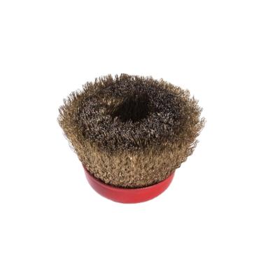 China Solder Cleaning Rough Surface Cleaning FMT Deburring Polishing Cleaning Industrial Crimped Brass Coated Steel Wire Cup Brush for sale