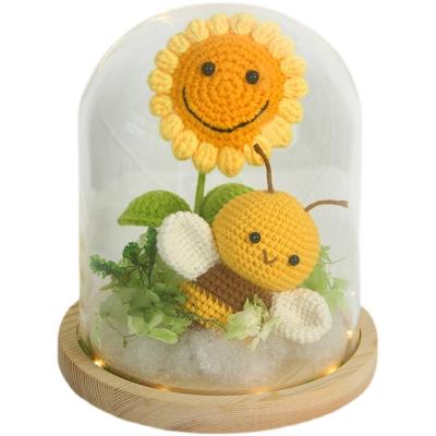 China Creative Burt's Bees Glass Cover Nightlight Gifts New Year Gift Handwoven China Sunflower 100% Crochet Burt's Bees for sale