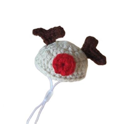 China Sustainable hand knit wool pet elk hat, custom Christmas hat, special for small pets for sale