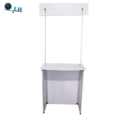 China Fashionable Cheap Colorful Exhibition Stand Advertising Cardboard Promotion Table for sale