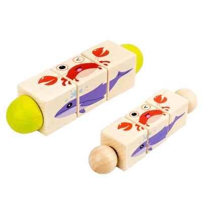 China Fun Toy Early Montessori Learning Educational Cartoon Game Twisting Spinning Toy Wooden Puzzle Game For Children Play for sale