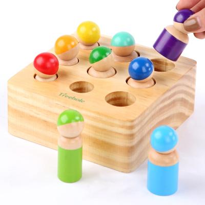 China 2021 Early Education Assorted Wooden Montessori Grip Cylindrical Toy Doll Set Building Toy Early Education Wooden Toy For Children for sale