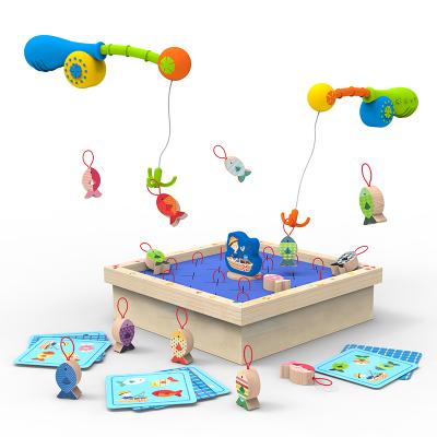 China Wholesale New Design Kids Toys Factory Early Education Memory Training Shape Matching Wooden Magnetic Fishing Games Toys For Boys Girls for sale