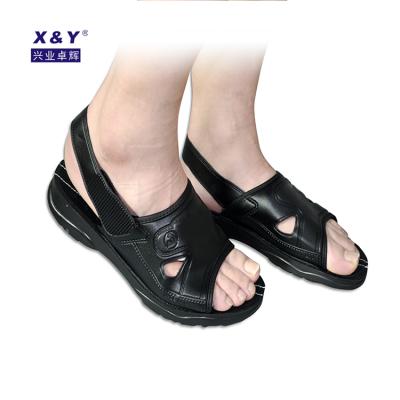 China High Heel Anti-slippery Sole Men's Wedge PVC PU ESD Sandals Shoes Stylish Black Slipper for sale