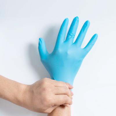 China Hot medical examination factory sales powderfree nitrile exam gloves glove polyester plastic for sale