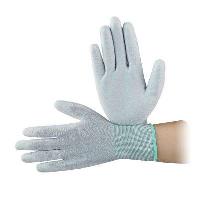 China Abrasion Resistant Palm Fit PU Coated Nylon Glove Navigation Windproof Hospital Pulling Warm Microfiber Winter Gloves For Cleanroom for sale