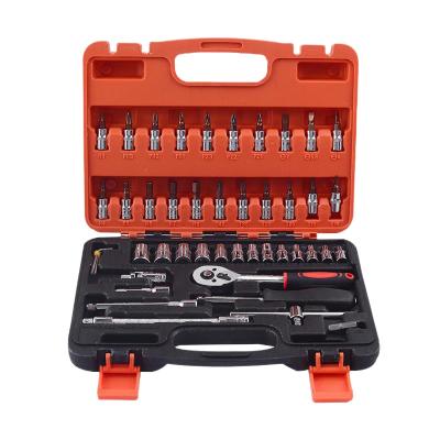 China DIY Repair Tools 46 Pcs Auto Repair Kit Ratchet Wrench Set Socket Wrench Plastic Box for sale