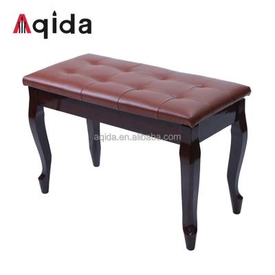 China Factory Wholesale Russian Birch Wooden Aqida Double Curved Leg People Piano Bench With Book Storage for sale