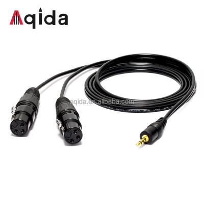 China Camera Aqida's Dual XLR 3pin Female to 3.5mm 3.5 DMX512 AUX Signal Cable. for stage lights for sale