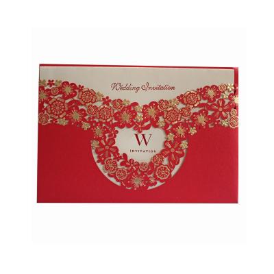 China Recyclable Elegant Laser Cut Engraved Luxury Gold Wedding Invitations Box for sale