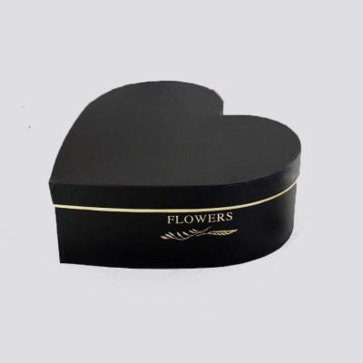 China Black Recyclable Hot Stamping Paper Flower Box Heart Shape for sale