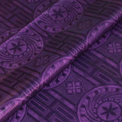 China African Ghalila abaya fabric damask dyed rich purple Guinea brocade fabric hand made bazin for sale