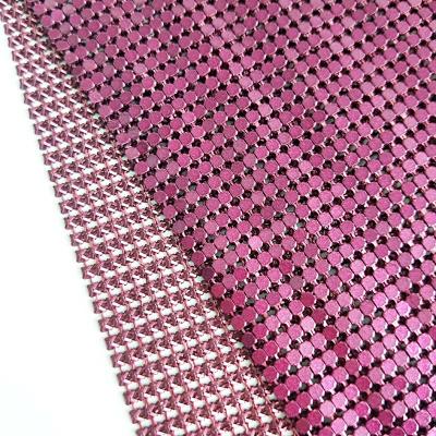 China Shiny Metallic Metal Mesh Fabric , Aluminum Chainmail Durable 3mm Fabric Burgundy Fabric For Garment for sale