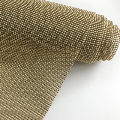 China Durable Gold Pearl Metal Mesh Fabric Metallic Cloth Aluminum Sequined Chainmail Fabric for sale