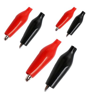 China For Testing Multimeter Probe Metal Clip Crocodile Clamp Electric Multimeter Probe Meter Black Red With Plastic Boot For Car Battery for sale