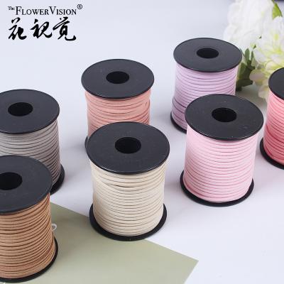 China Wholesale Yiwu Factory Yiwu Wool 3mm*50Y Leather Rope Metallic Suede Ribbon Flower High Grade Gift Ribbon Flower Wrapping Ribbons For Gift Wrap for sale