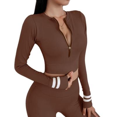 China Breathable Europe and the United States Seamless Chest Zipper Yoga Suit Women Yoga Set Fitness Sports Suits for sale