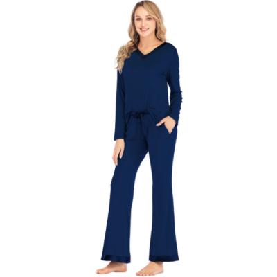 China QUICK DRY women slim loose and leisure two home wear female suit pajamas long sleeve pants for sale