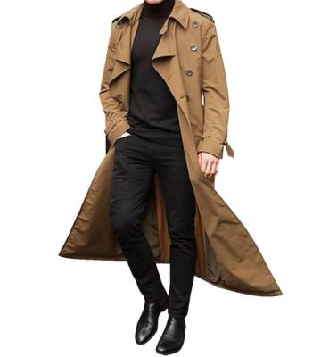 China Anti-Wrinkle Mens Super Slim Casual Double Breasted Jacket Angled Lapel Long Sleeve Men's Anorak Coat for sale