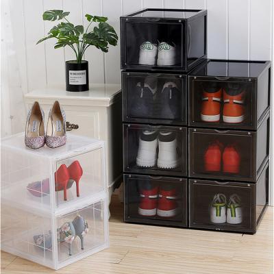 China Recyclable PP Plastic Collapsible Shoe Box Magnet Clear Function for sale