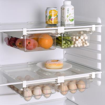 China Fresh Preservation Fridge Egg Pullers, Fridge Egg Storage Container Refrigerator Pull Out Bins Snap On Drawer Organizer Egg Storage Box for sale