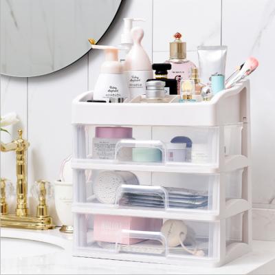 China Stocked Plastic Makeup Organizer Drawer Storage Box Cosmetics Organizer Rack Display Stand for sale