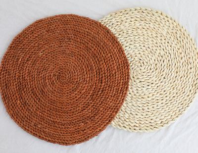 China Water Hyacinth Decoration Sustainable Handmade Natural Custom Straw Weave Corn Woven Place Mat for sale