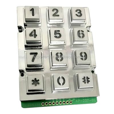 China Outdoor telecom equipment pickproof 3x4 12keys metal backlight keypad for sale