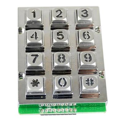 China Home Appliance 3x4 12 Keys Numeric Keypad Door Entry Zinc Alloy Metal Illuminated Keypad for sale